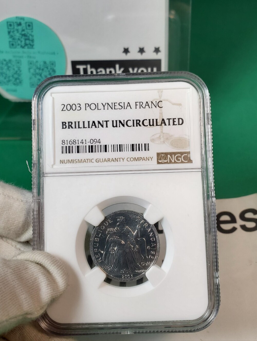 2003 french polynesia 1 franc – ngc brilliant uncirculated